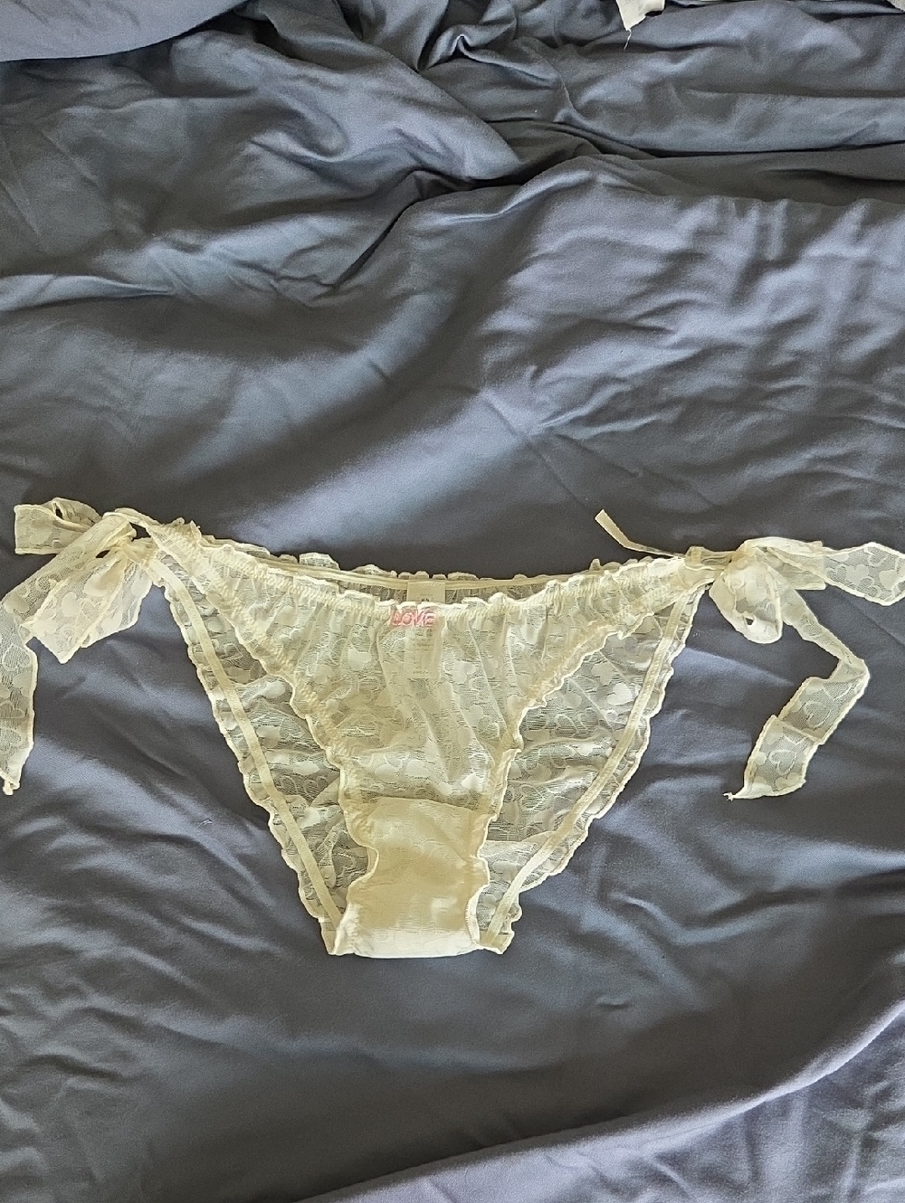 Aerie Sheer Lace Tie-Side Bikini Briefs in Ivory NWT!
